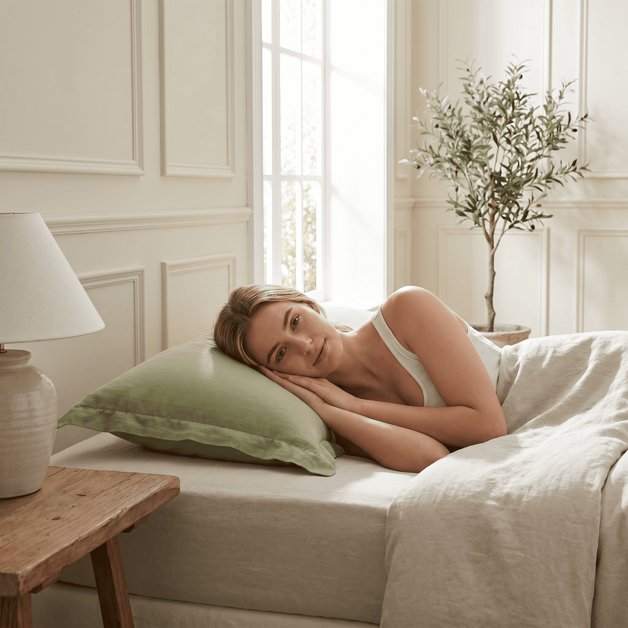 Unique Bargains 2 Pack Cotton Pillowcase Smooth Comfortable Envelope Closure Bean green
