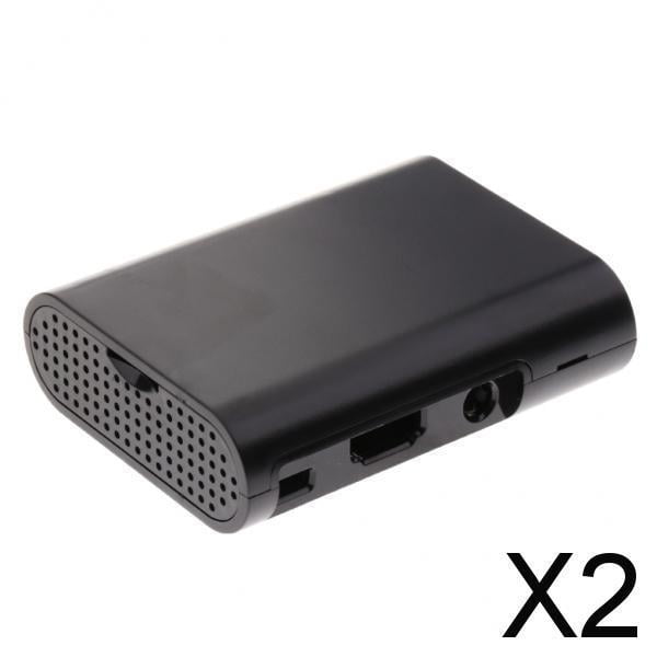 Paquete de 2 cubiertas de caja de plástico perfke para Pi 2 Modelo B/B+ negro