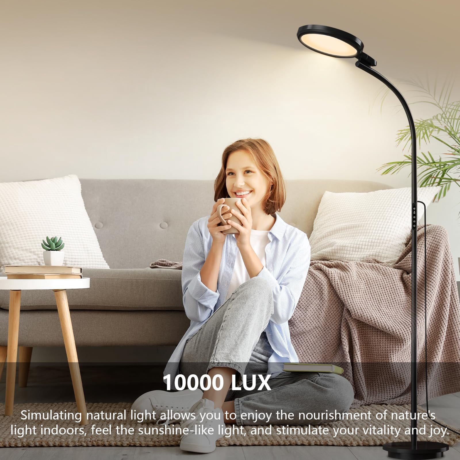 Sthmolepy Happy Lamp,1000LUX UV-Free Sun Lamp, Gooseneck 360° Adjustable Daylight, Suitable for Reading, Working, Relaxing