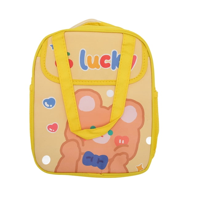 Bolsa de almuerzo aislada para niñas patrón de dibujos animados de gran capacidad papel de aluminio espesar lonchera Kawaii para oficina escuela oso amarillo