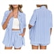 thumbnail image 2 of Conjunto de Dos Piezas para Mujer 2025: Camisa A Rayas y Pantalones Cortos. Azul XL, 2 of 7