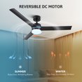 thumbnail image 4 of Bestco 52in Black Modern LED Ceiling Fan with Remote Control, 4 of 10