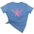 thumbnail image 2 of TIMIFIS T-Shirt Ruban Rose de Sensibilisation au Cancer du Sein pour Femmes T-Shirts Cancer du Sein Été Ample Imprimé Col Rond T-Shirt Manches Courtes Blouse Décontractée Automne/hiver, 2 of 5