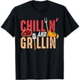 thumbnail image 2 of 100% Cotton Unisex Chillin And Grillin Barbecue Party T-Shirt, 2 of 5