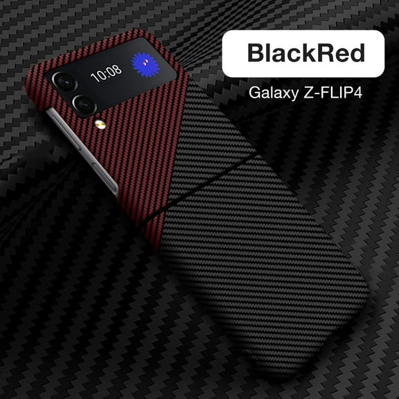 for Samsung Galaxy Z Flip 4 Phone Case,Slim Hard PC Soft TPU Anti-Scratch Shock Absorption Carbon Fibre Durable Protective Case Wireless Charing Cover for Samsung Galaxy Z Flip 4, Blackred