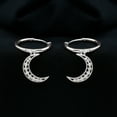 thumbnail image 3 of Rosec Jewels Diamond Moon Drop Hoop Earrings, 18K White Gold, 3 of 7