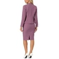 thumbnail image 3 of INSPIRE CHIC Women's Wear-to-Work Suit 2 Pieces Tweed Trim Blazer Jacket and Skirt Set S Purple, 3 of 6