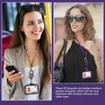 thumbnail image 3 of YUANOU Rhinestone Badge Holder ID Lanyard Bling Crystal Necklace Strap Badge Card Holder Retractable Hanging Rope Work Card Case(Purple)Horizontal card, 3 of 7