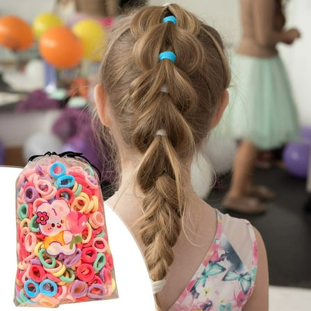 100pcs Colorful Hair Ties for Girls - No Pull Elastic Rubber Bands for Kids, Thin Scrunchies for Toddlers & DIY Bow Making, Non-Slip Ponytail Holders