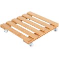 thumbnail image 4 of Bamboo With Roller Mobile Flower Plate Base Mat-Bamboo Movable Potted Plant Flower Shelf Storage Rack Tray with Wheels for Outdoor Patio Garden, 4 of 7