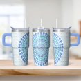 thumbnail image 2 of Stainless Steel Thermal Tumbler 20oz with Lid & Straw - Double Wall Vacuum Insulated Boho Travel Coffee Mug, Leakproof Design, 2 of 5