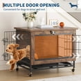 thumbnail image 4 of Meuble Cage pour Animaux à Double Porte de 26 Pouces, Niche en Bois avec Roues Verrouillables, Table d'Appoint Intérieure pour Animaux Résistante à la Mastication, Fini Brun Rustique, Solution Polyvalente de Logement pour Animaux, 4 of 9
