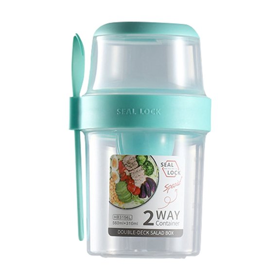 Seal Lock Shaker Cups with Lids and Spoons, Overnight Oats Containers, Reusable Topping Compartment for Breakfast with Yogurt, Cereal, or Oatmeal, Portable Meal Prep,E