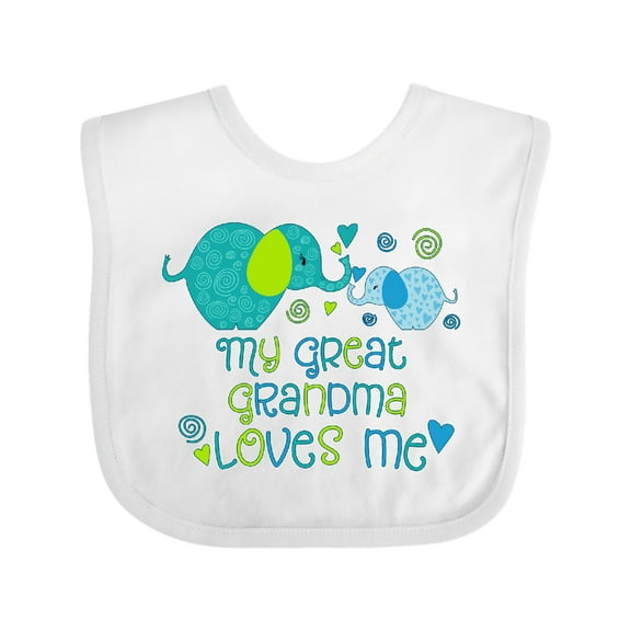 Inktastic My Great Grandma Loves Me Cute Elephants Boys or Girls Baby Bib
