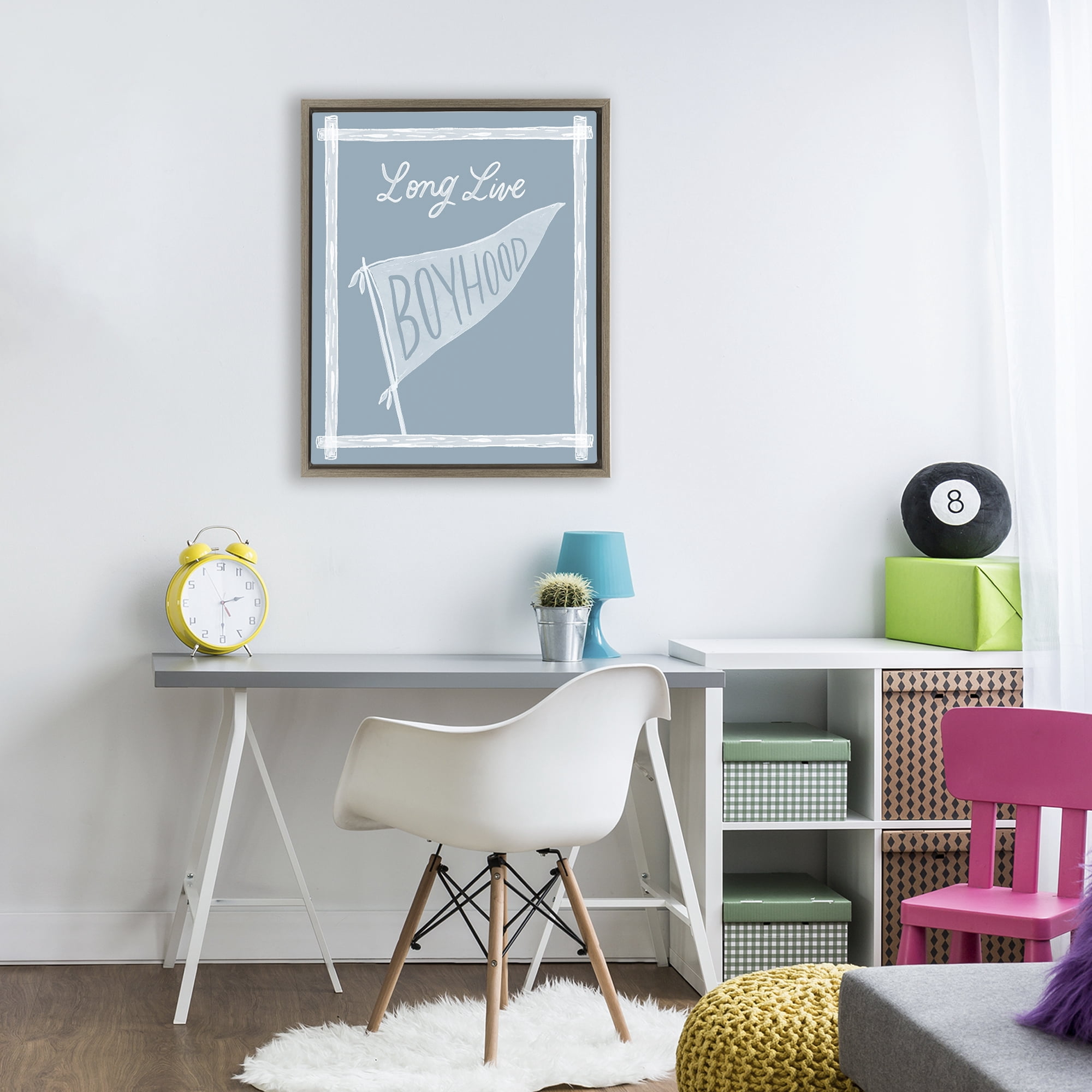 Stupell Industries Long Live Boyhood with Border Brown Framed Floater Canvas Wall Art, design by Cherrywood Lane