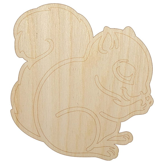 Baby Squirrel Woodland Animal Wood Shape Unfinished Piece Cutout Craft DIY Projects - 4.70 Inch Size - 1/8 Inch Thick