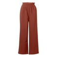 thumbnail image 2 of QLEICOM Womens Slacks Women's Relaxed Fit Straight Leg Pants Solid Cotton Linen Drawstring Elastic Waist Long Wide Leg Pants Work Cargo Casual Pants Wide Leg Pants Relaxed Fit Trousers, 2 of 6