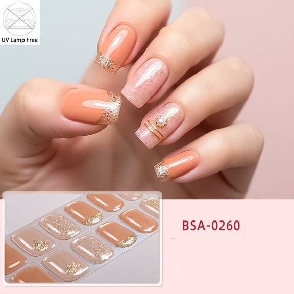 UV-Free Gel Nail Art Stickers, Waterproof Hot Stamping, Icy Clear, No-Bake Nail Polish Film, BSA-0260