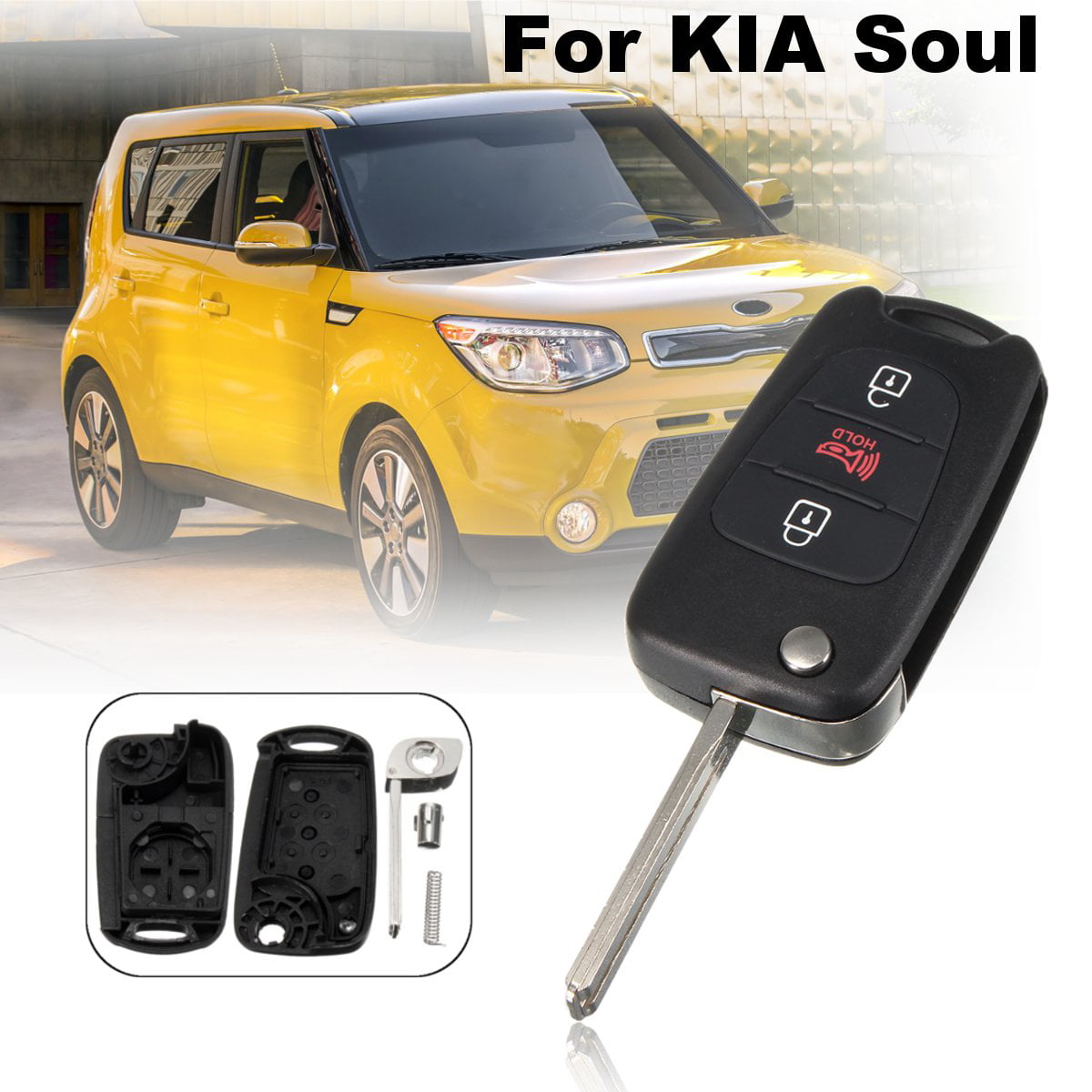 3 Button Remote Flip Folding Key Fob Case Shell Uncut Blank Blade For KIA Soul