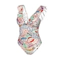 thumbnail image 2 of Picia Passport Stamp Blooming Jelly Womens Tummy Control Bathing Suits Slimming Ruffle Swimsuit One Piece Lace Swimwear-, 2 of 8