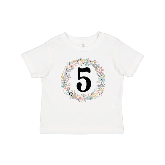 Inktastic 5th Birthday Flowered Wreath 5 Year Old Girl Girls Toddler T-Shirt