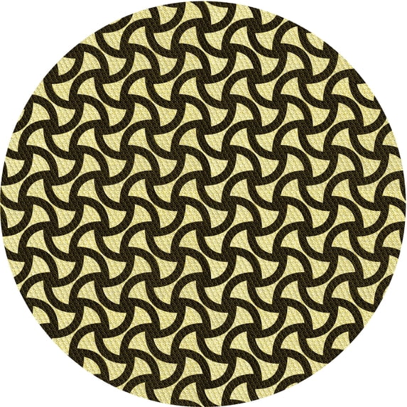 Ahgly Company Machine Washable Indoor Round Transitional Metallic Gold Area Rugs, 8' Round