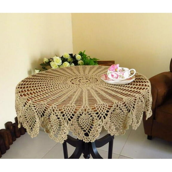 WCHUANG Crochet Round Table Cover Lace Doilies Tablecloth for Furniture Decor