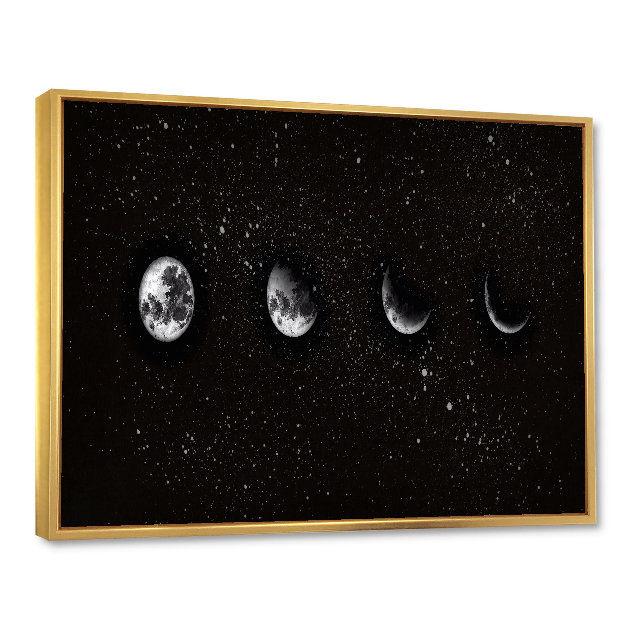 Designart 'The Night Sky With Moon Phases' Modern Framed Canvas Wall Art Print