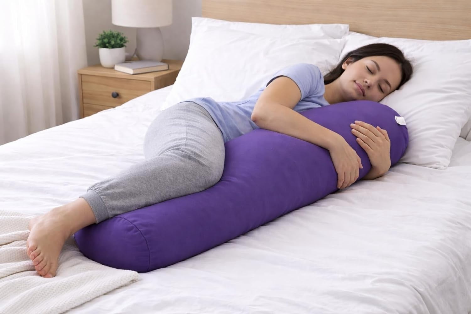 Mushy Pillows Compact Body Pillow – Moldable Microbead Support for Side Sleepers, 30" x 8"