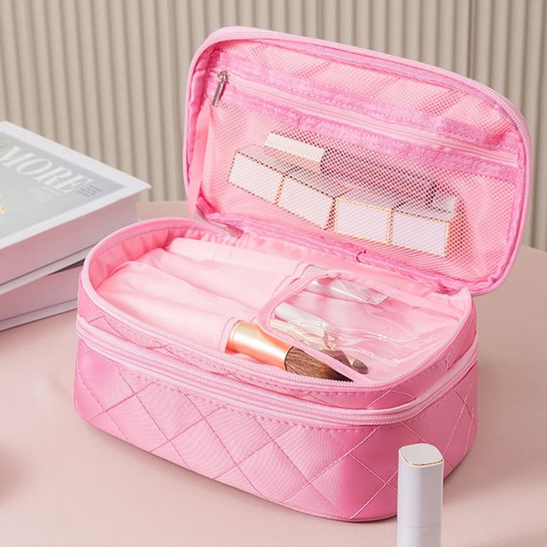 casual travel makeup bag Small makeup bag, women's casual makeup bag, 2-layer travel makeup bag, daily use capacity