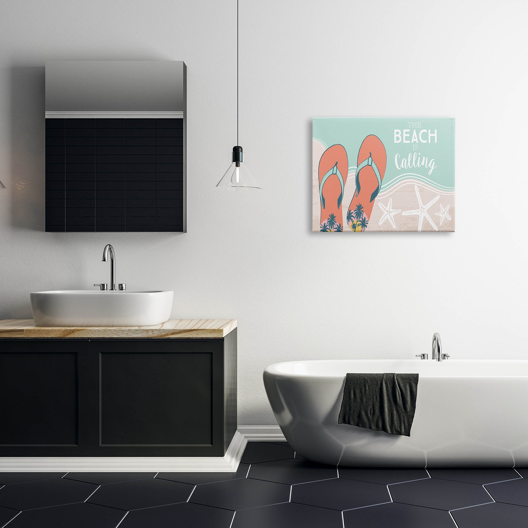 Stupell Industries Beach Is Calling Flip Flops Shore Graphic Art Gallery Wrapped Canvas Print Wall Art, Design by Arrolynn Weiderhold
