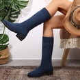 thumbnail image 4 of Women's Knee High Boots Stretch Square Toe Chunky Block Heel Long Boots for Women Comfortable Breathable Womens Boots, 4 of 9