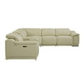thumbnail image 2 of Beige Italian Leather Power Recline L Shape Six Piece Corner Sectional With Console, 2 of 5