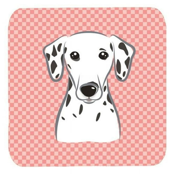 3.5 x 3.5 In. Checkerboard Pink Dalmatian Foam Coasters, Set Of 4