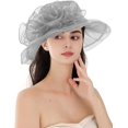 thumbnail image 1 of Women's Kentucky Derby Church Dress Hat Wide Brim Leaf Flower Bridal Shower Hat, 1 of 5