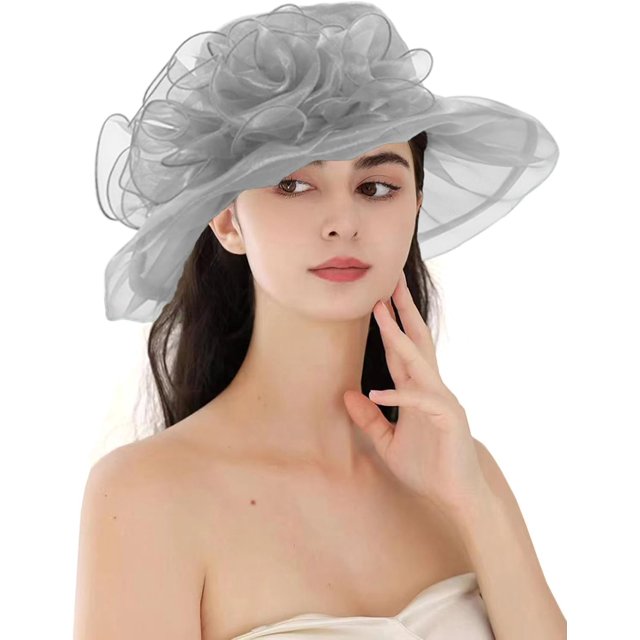 Women's Kentucky Derby Church Dress Hat Wide Brim Leaf Flower Bridal Shower Hat