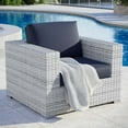thumbnail image 2 of Lounge Chair Armchair, Rattan, Wicker, Light Grey Gray Blue Navy, Modern Contemporary Urban Design, Outdoor Patio Balcony Cafe Bistro Garden Furniture Hotel Hospitality, 2 of 8
