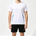 thumbnail image 6 of PIWHJQK Men Short Sleeve Shorts Athletic Tees Set Men's Colorblock Gradient Short Sleeve Shorts Casual Workout Set Men Outfit Sets, 6 of 6