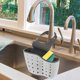 thumbnail image 3 of EeaseMX Cesta colgante para cocina y baño, organizador de plástico para fregadero doble, bolsa de almacenamiento gruesa, soporte para esponja y desagüe (blanco), 3 of 8
