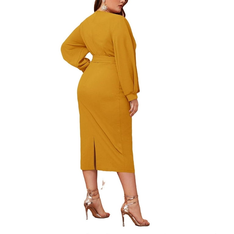 Mustard yellow hotsell fitted dress