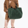 thumbnail image 4 of Uobin Corduroy Tote With Embroidered Letter Design Casual Shoulder Handbag For Daily Use, 4 of 4