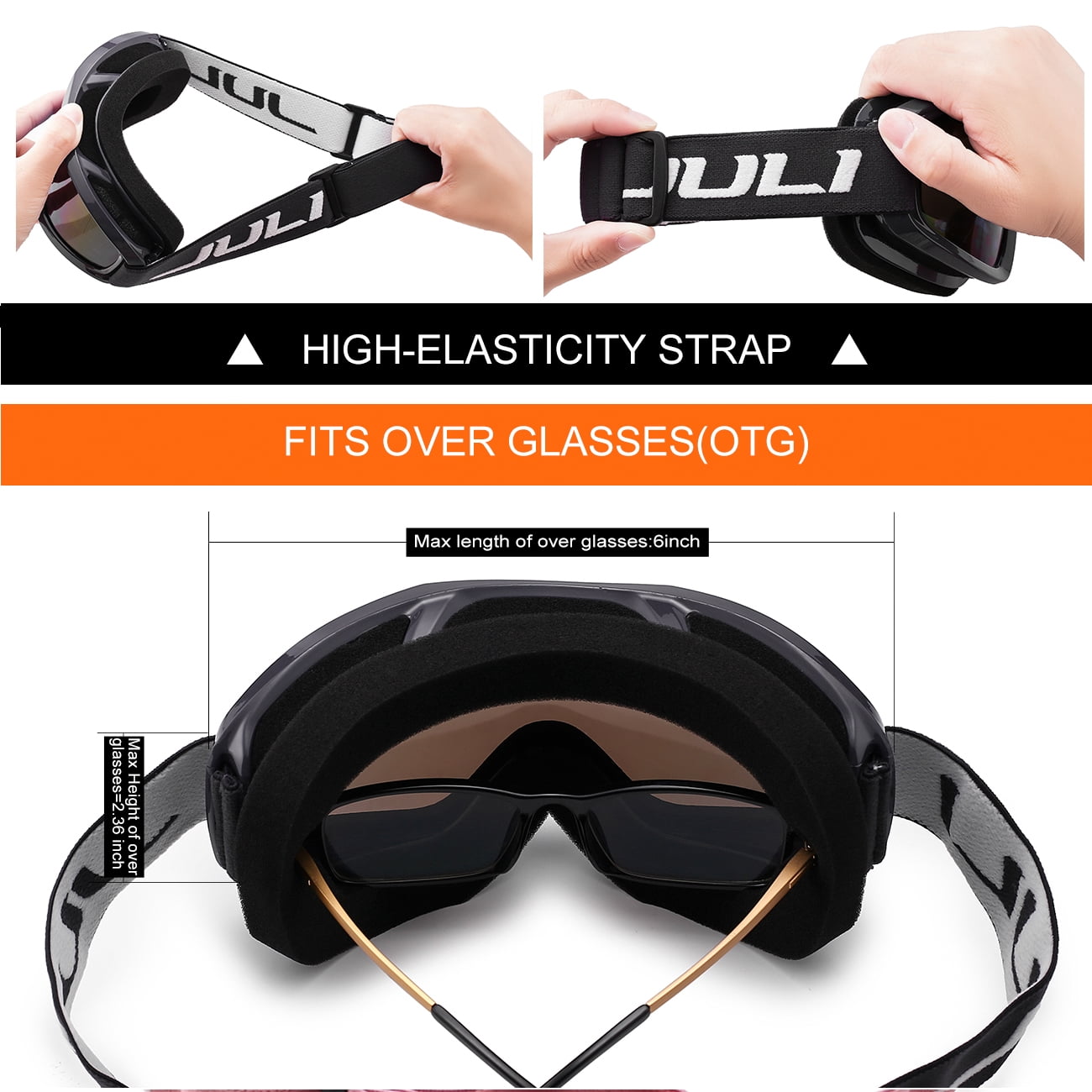 JULI Ski Goggles,Snow Snowboard Goggles for Men Women Snowmobile Skiing Skating BBS