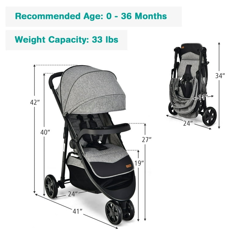 INFANS Lightweight Baby Stroller, Compact Stroller with One-Hand
