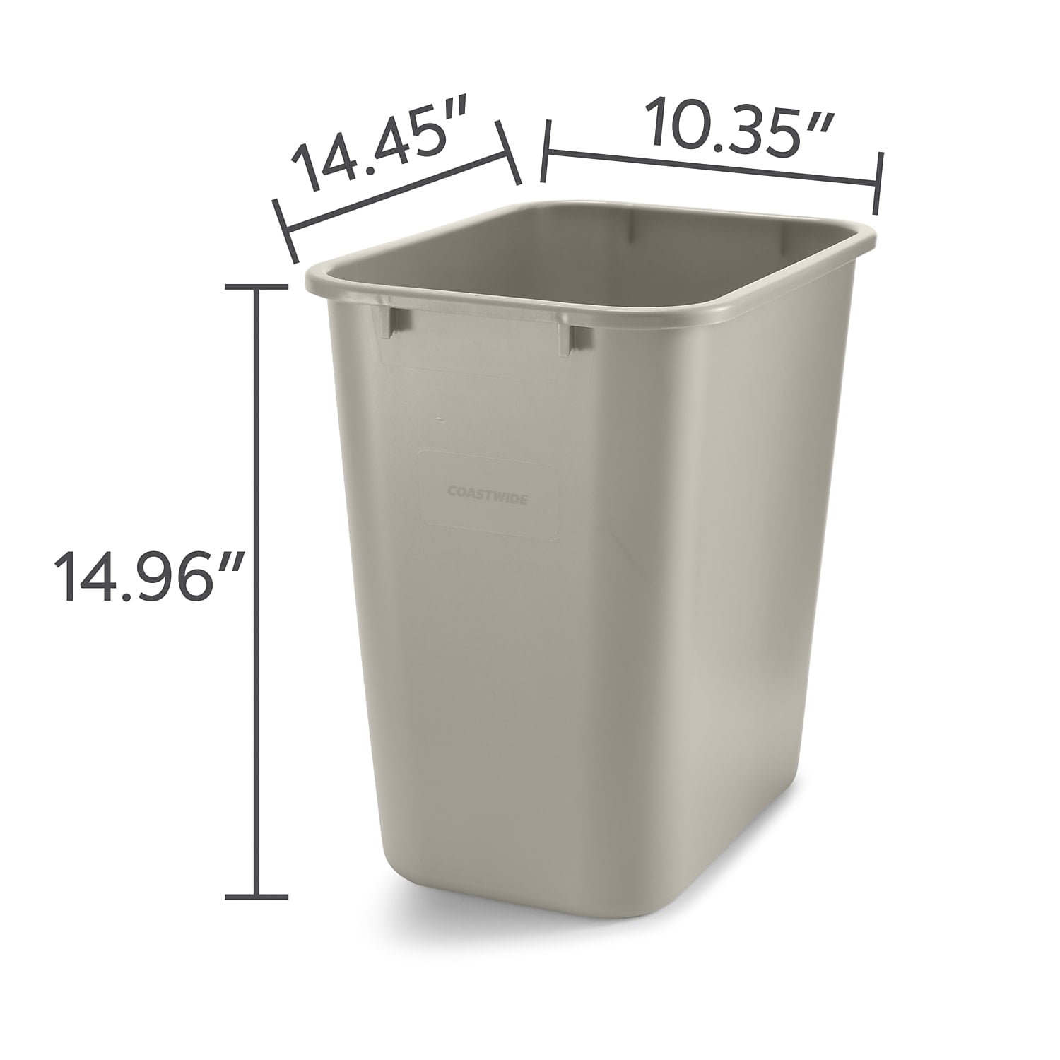 Staples COASTWIDE Indoor Trash Can w/out Lid Beige Soft Plast 7 Gal CW56430
