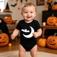 thumbnail image 2 of Ruiwill Halloween Baby Girls Romper Size 0-3 Months Pumpkin Bat Print Short Sleeve Romper Fall Winter Girls Clothes Black, 2 of 5