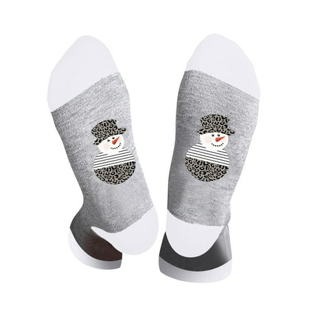 

4 pair Christmas Unisex Leopard Snowman Print Color Block Letter Socks Thermal Cozy Warm Slipper Socks Soft Warm Thick Socks Color Random