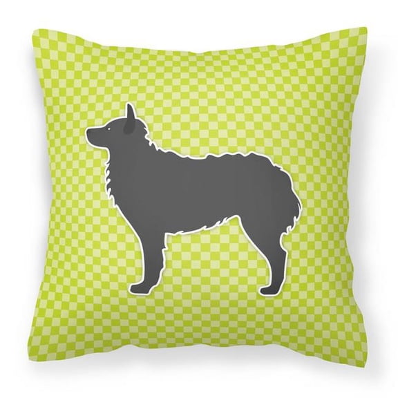 Carolines Treasures BB3821PW1818 Croatian Sheepdog Checkerboard Green Fabric Decorative Pillow
