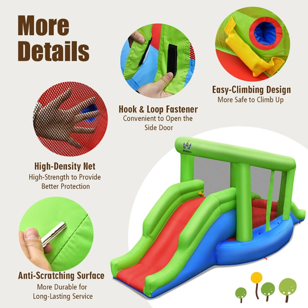 Aimee Lii Inflatable Dual Slide Basketball Game Bounce House Without Blower, Kids Bounce House for 5-10