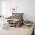 thumbnail image 6 of Manfei Vintage Plaid 7pcs Queen Bedding,Retro Grid Bedding Comforter Set Queen,Brown White,Light Gray Reversible, 6 of 7
