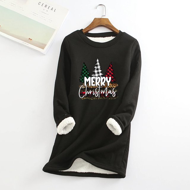 Chandails en Molleton pour Femmes Coupe Ample Mode de Noël Manches Régulières Hiver Vacances Décontracté Col Rond Hauts Tenues d'Hiver pour Femmes en Liquidation
